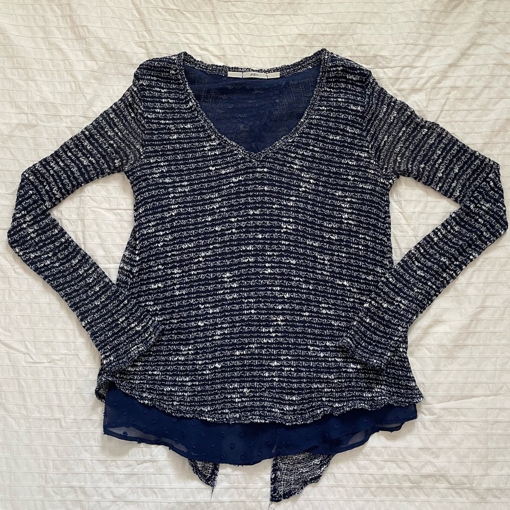 Knit long-sleeved Gibson Navy Top